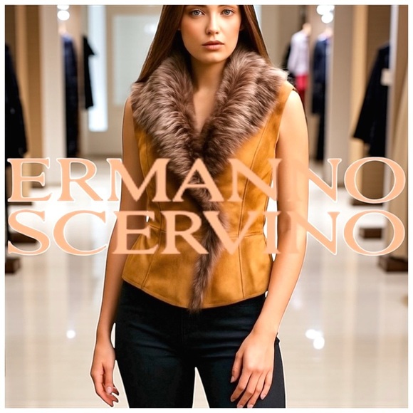 Ermanno Scervino Jackets & Blazers - Ermanno Scervino  Women’s Brown Leather Faux Fur Vest. Size 8